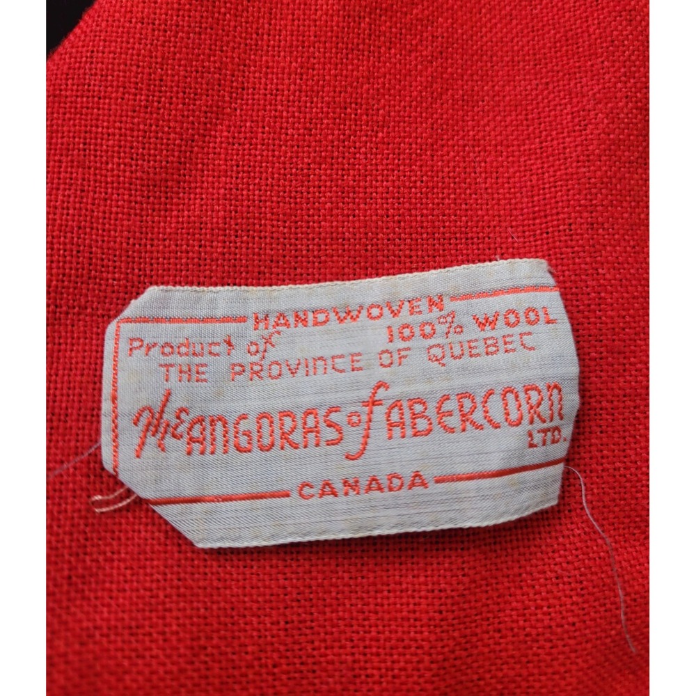 Vintage 50s 60s Shawl Wrap Black And Red Angoras Of Abercorn Knit One Size - Picture 13 of 14